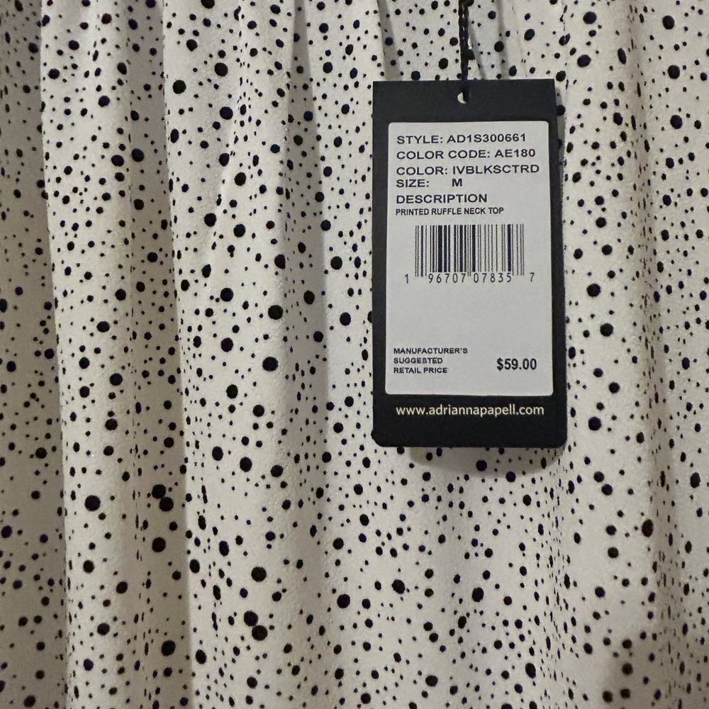 Adrianna Papell Black and White Speckled Blouse - Picture 2 of 3